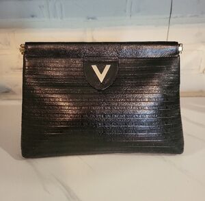Mario Valentino Vintage Black Textured Clutch